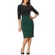 thumbnail image 1 of Vestido Lápiz Elegante INSPIRE CHIC para Mujer con Cuello Redondo y Mangas 3/4, Vestidos de Oficina Ajustados XS Verde, 1 of 1
