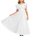 thumbnail image 2 of ITSAME Flower Girls Tunic Dress Ruffle Fly Sleeve Boat Neck A-Line Wedding Party Pageant Gown White Size 2T, 2 of 6