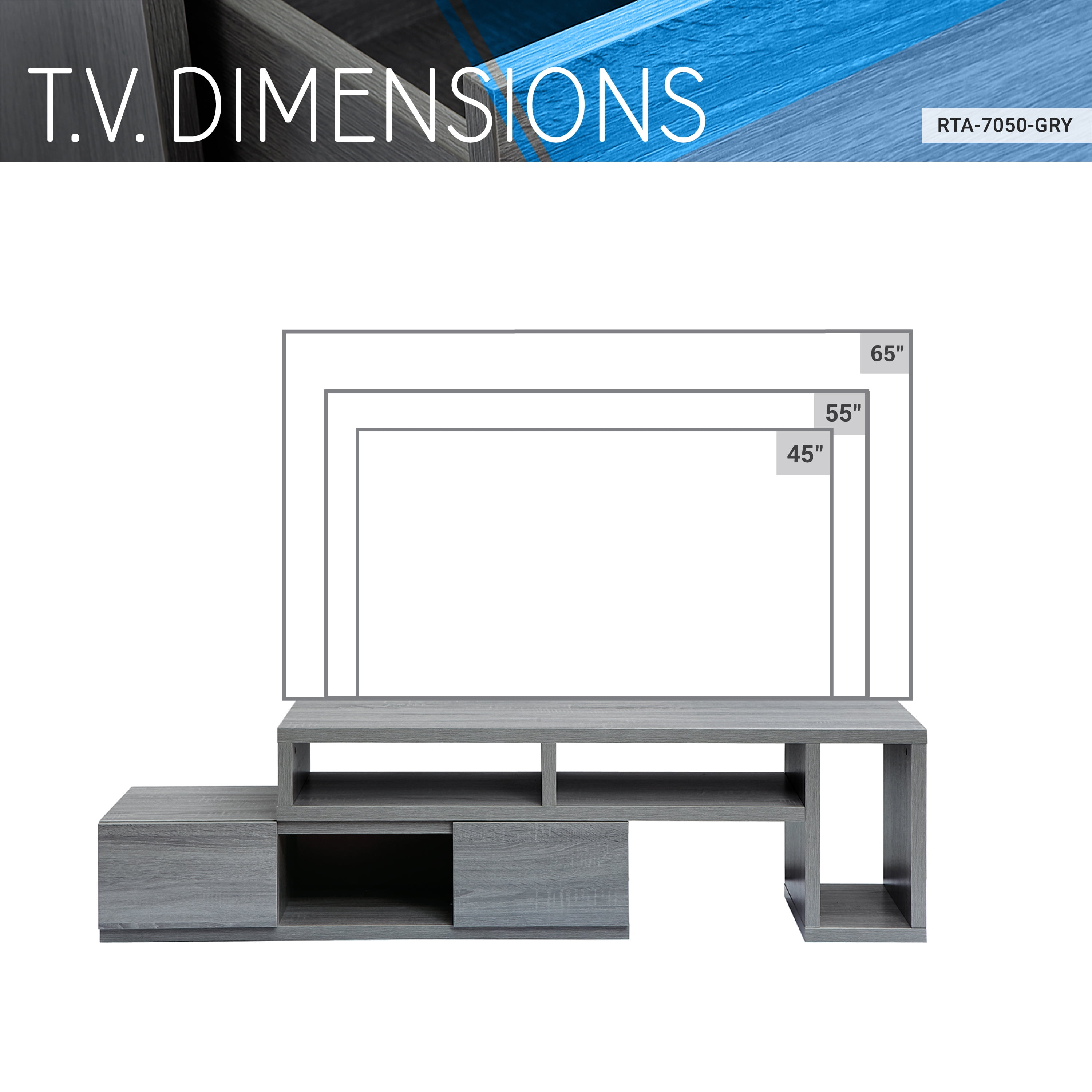 Techni Office Solutions 82.75" Gray Durable Adjustable Television Stand