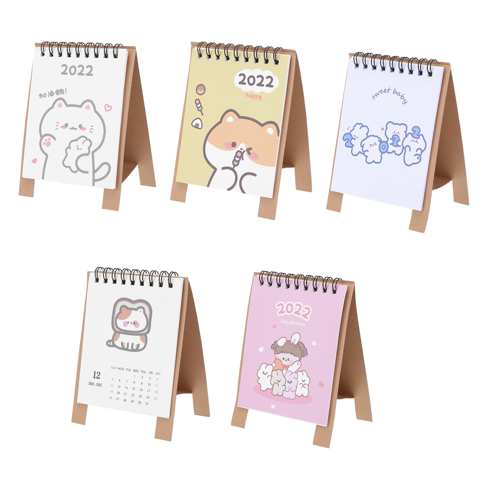 NUOLUX 5pcs Small Desktop Calendar 2022 Decorative Calendar Planner Schedule Book