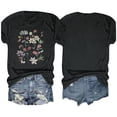 thumbnail image 4 of Camisetas de Verano de Mujer Pequeña Flor Impresa Cuello Redondo Manga Corta Superior, Verano Superior de las Mujeres, 4 of 8