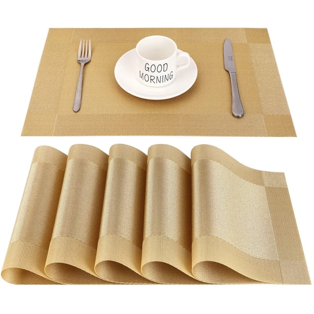 Juego de 6 Manteles individuales de PVC antideslizantes, lavables, resistentes al calor, rectangulares, de vinilo, para restaurante, cocina, mesa de comedor o comedor, 45 x 30 cm, juego de 6 (
