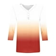 thumbnail image 7 of Summer Plus Size 3/4 Sleeves Tops for Womens Fashon Spring And Summer Gradient Printed Top Collar Button Sexy Shirt 3/4 Sleeve Long Sleeve V Neck Top/Shirt, 7 of 7