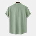 thumbnail image 6 of LIIPEE Men Shirts Casual Solid Color Short Sleeve Lapel Button Down Shirt With Pockets Male Fashion Texture Regular Fit Tops Comfortable Breathable Soft Daily Shirts,Light Green,M, 6 of 8
