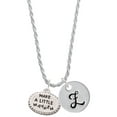 thumbnail image 1 of Delight Jewelry Silvertone Make a Little Mayhem Oval Silvertone Script Initial Disc - Z - Charm Necklace, 20"+3", 1 of 4