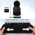 thumbnail image 3 of Gorro de invierno bonito para mujer, forro polar cálido, puños de pompones metálicos brillantes, gorro de punto con calavera, negro, 3 of 5