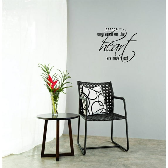 Decal Wall Sticker - ON NOW : Lessons Engraved On The Heart Are Never Lost. Text Lettering Love Life Quote Bedroom Living Room Home Decor Picture Art Size :12 Inches x 12 Inches