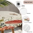 thumbnail image 3 of Vintage Spring Floral Round Tablecloth for 36-44 Inch Tables, Fitted Table Cover with Elastic Edge, Summer Botanical Red Waterproof Outdoor Table Cloth Protector for Patio Garden Dinner Picnic, 3 of 9