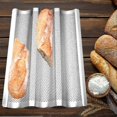 thumbnail image 4 of French Bread Baking Pan 3 Waves Non-Stick Stainless Steel Bread Tray for Toaster Oven Kitchen Meat B, 4 of 5