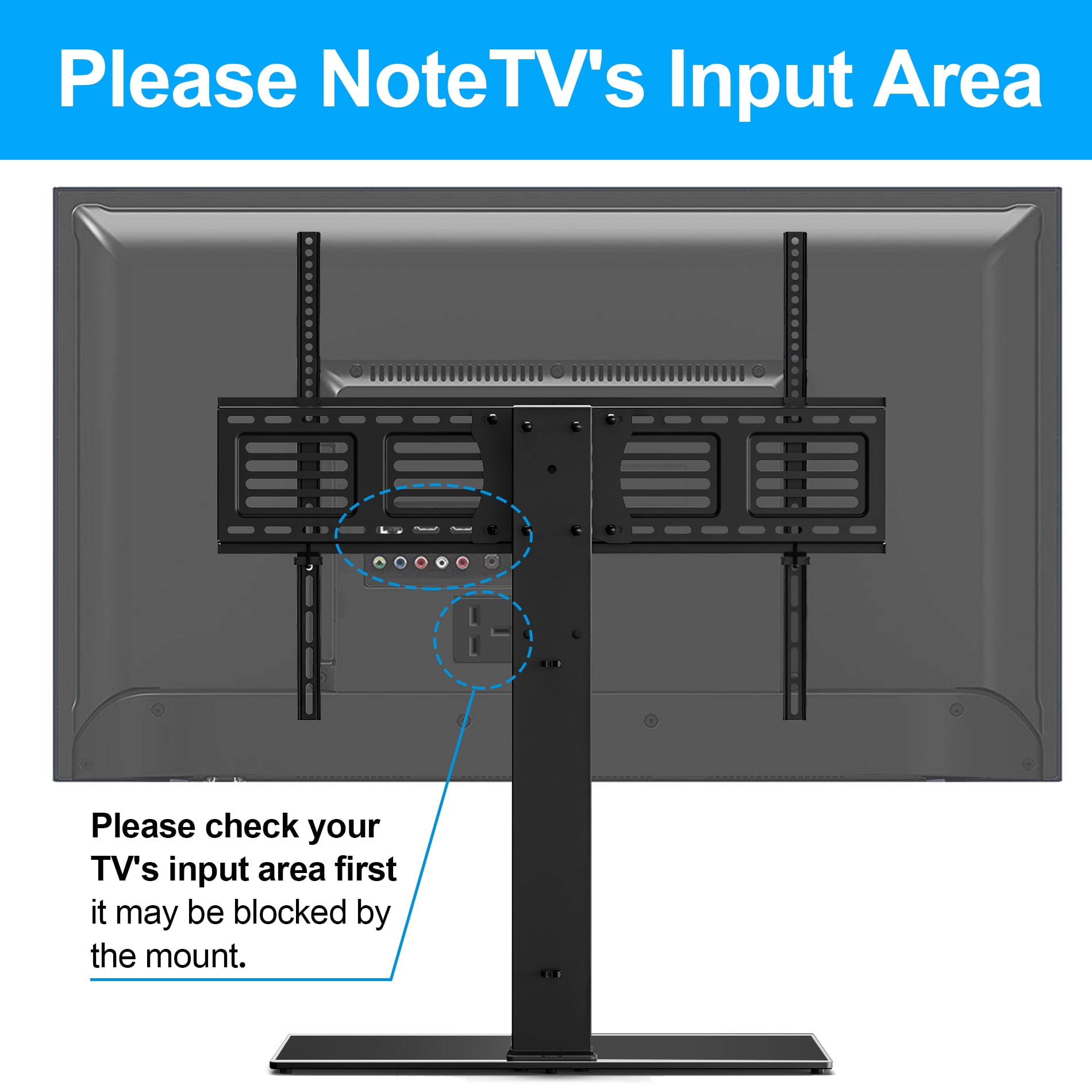FITUEYES Universal TV Stand/Base Swivel Tabletop TV Stand with Mount for 50 to 80 inch Flat Screen TV 100 Degree Swivel, 4 Level Height Adjustable,Tempered Glass Base,Holds up to 143 lbs Screens