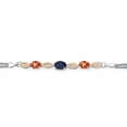 thumbnail image 2 of 925 Silver and 10K Yellow Gold Blue Sapphire and Orange Sapphire and White Lab Grown Diamond Bracelet for Women (2.16 Cttw, Gemstone September Birthstone, Oval, Wheat Chain, 7.5 inches), 2 of 5