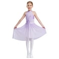 thumbnail image 1 of Manyakai Robe de Danse Ballet Sans Manches pour Filles Ourlet Irrégulier Floral Scintillant Violet Clair 10, 1 of 6