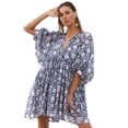 thumbnail image 2 of Vestido de algodón informal, holgado, con lazo floral, para mujer, de moda, para vacaciones en la playa, falda corta, 2 of 5