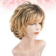 thumbnail image 4 of Gymnture Short Curly Lace Wig with Bangs Yellow Brown Blonde Pixie Cut Synthetic Wavy Wig, 4 of 10