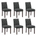 thumbnail image 3 of EOP Dining Chairs Set of 6, Modern Upholstered Fabric Dining Room Chairs, Armless Kitchen Side Chairs with Wood Legs and Padded Seat for Living Room, Bedroom, Kitchen, Gray, 3 of 9