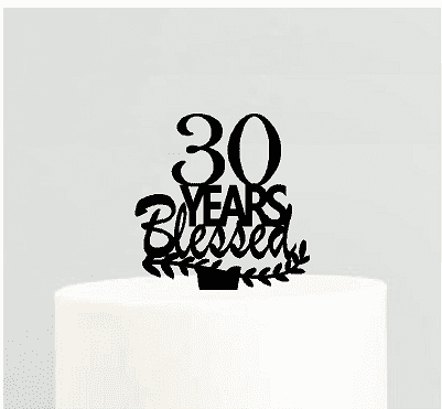 30 Cake Topper Acrylic Thirty Silver Mirror Birthday Anniversary 