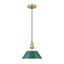 Yep by Golden Lighting Orwell 1-light 10in Pendant in Brushed Champagne Brass and Pine Green shade