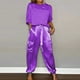 thumbnail image 2 of Conjunto de top y pantalones de satén suave de manga media para mujer: conjunto de pijama informal de verano, ligero, diseño estampado, versátil para todas las estaciones, 2 of 5