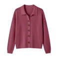 thumbnail image 3 of Luvrsol Cardigan for Women Plus Size Lapel Collar Button Down Knit Jacket Long Sleeve Solid Casual Sweater S-3XL, 3 of 5