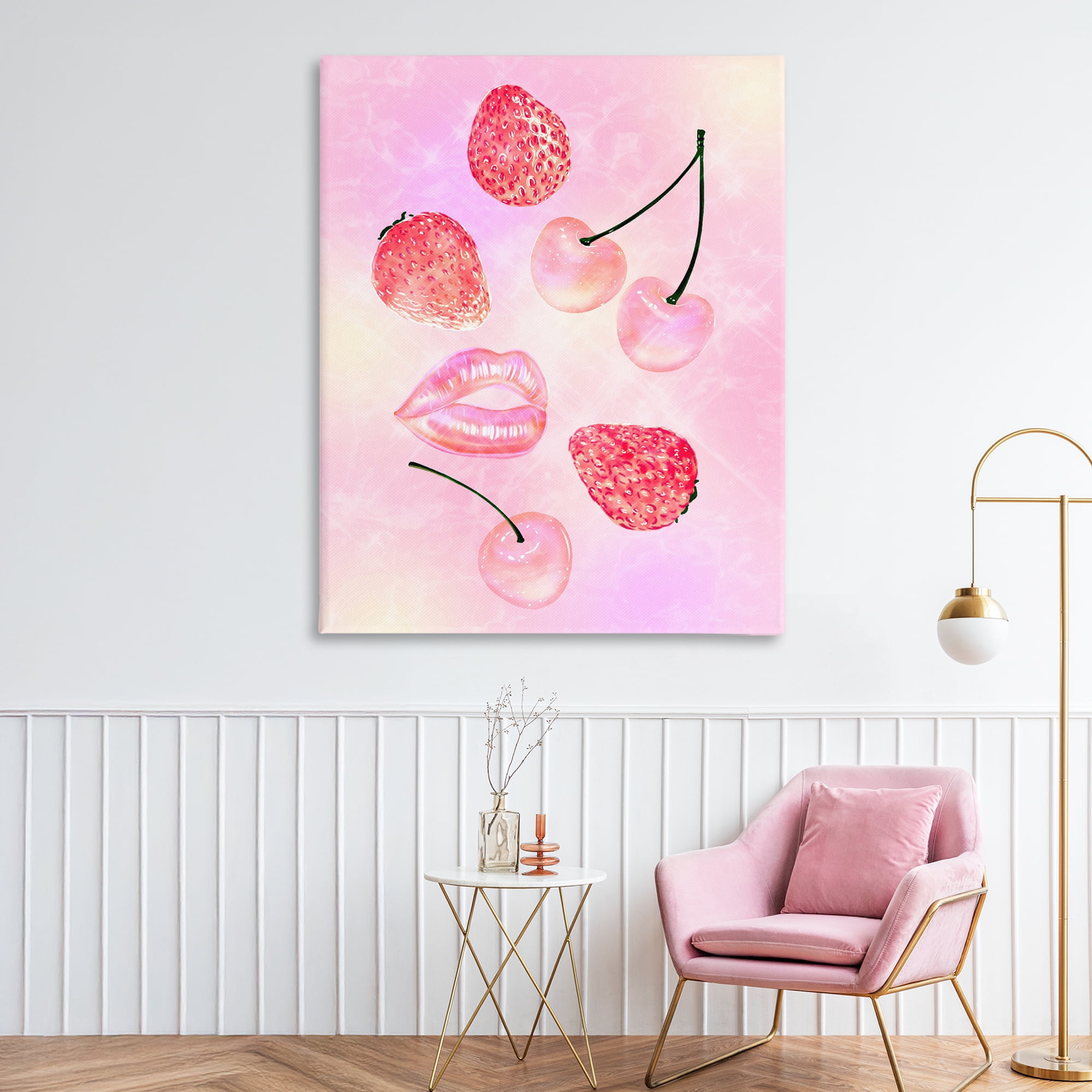 Pink Fruits and Kisses Canvas Wall Art, design by Ziwei Li