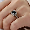 thumbnail image 2 of 2.10CT Princess Lab Created Black Diamond Halo Women's Ring 14K White Gold Plated, 2 of 4