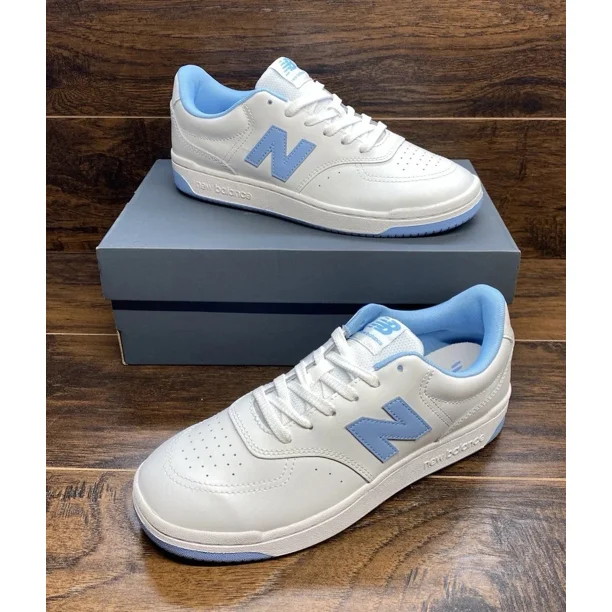 New Balance Lifestyle White Baby Blue Leather Shoes Men's Size 8.5 / Women’s 10