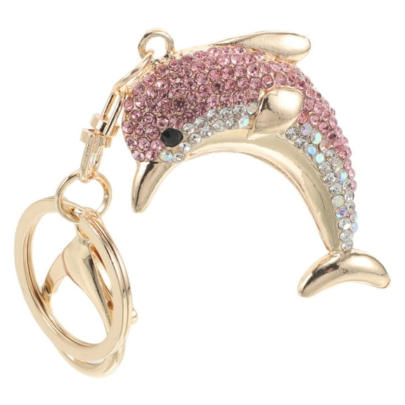 WEUVEB Dolphin Keychain Bling Crystal Keychains For Women 1Set Rhinestone Zinc Alloy Sparkly Accessory