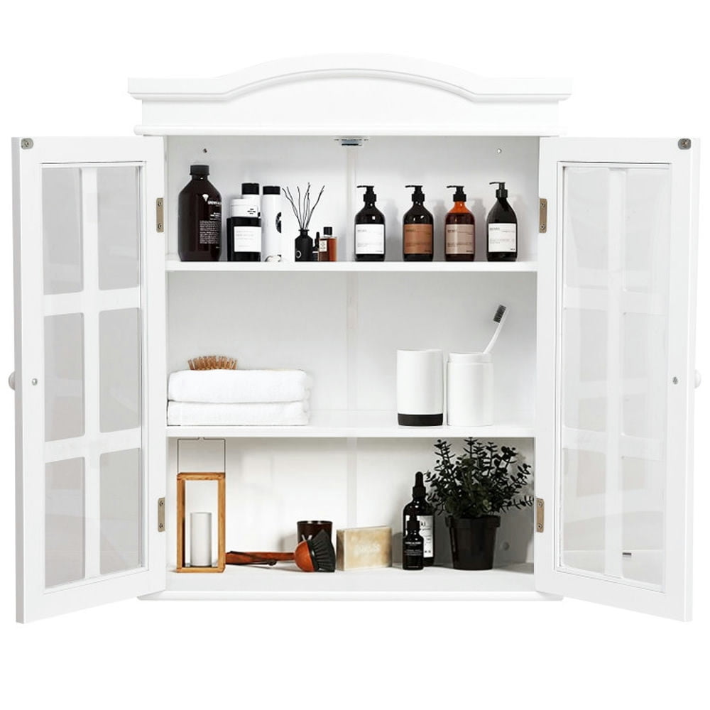 Finihen Bathroom Wall Cabinet, Wall Mounted Bathroom Cabinet, Medicine Cabinet, Wall-Mount Bathroom Double Doors Shelved Storage Cabinet, for Bathroom, White Finihen Bathroom Wall Cabinet, Wall Mounted Bathroom Cabinet, Medicine Cabinet, Wall-Mount Bathroom Double Doors Shelved Storage Cabinet, for Bathroom, White
