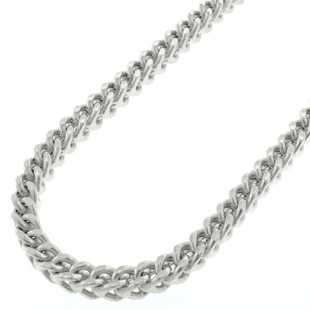 Sterling Silver Square Byzantine Necklace - Sterling Silver 4.5mm Hollow Franco Square Box Link 925 Rhodium Necklace Chain 22