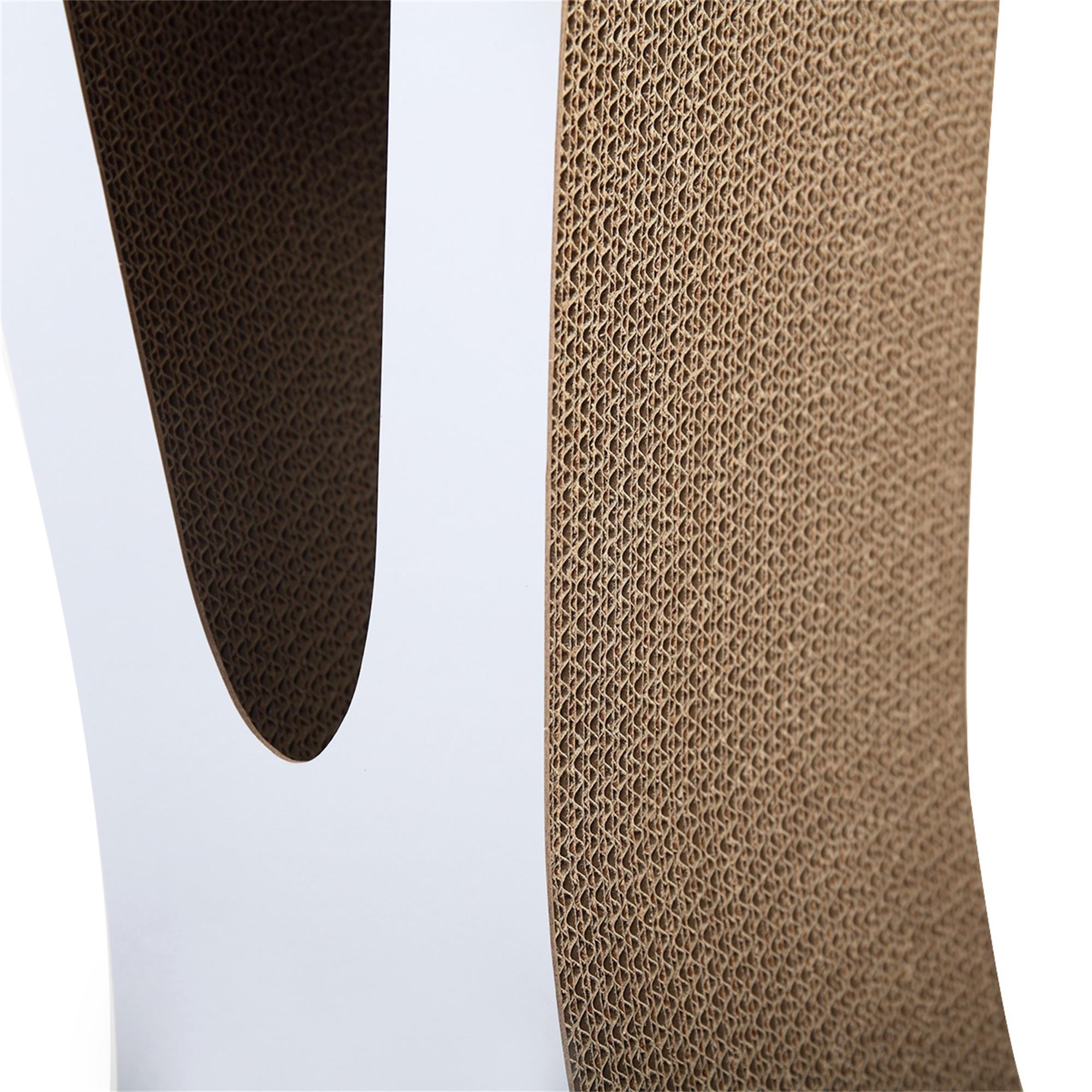 Kadyn 29" Cat Scratcher Lounge, Reversible Infinity Scratch Made from Recycled Corrugated Cardboard, Cat Scratching Pads Bed, White