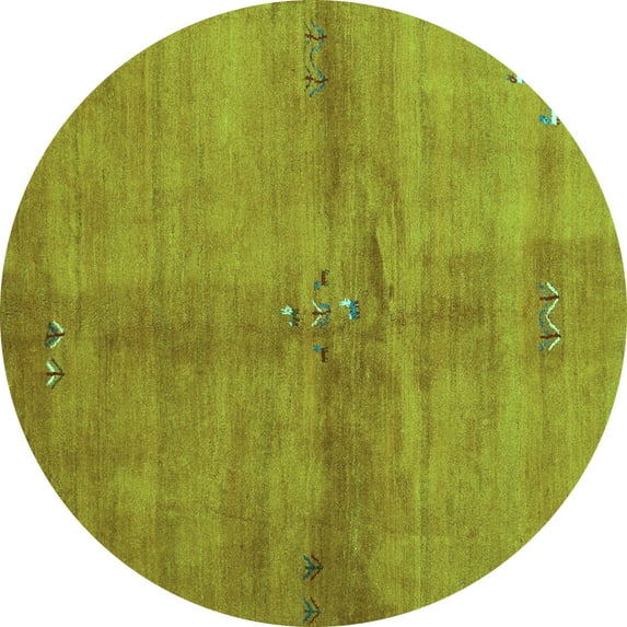 Ahgly Company Machine Washable Indoor Round Abstract Turquoise Blue Contemporary Area Rugs, 3' Round