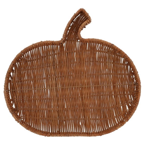 Rattan Pumpkin-Shaped Decorative Tray, Brown, 15", Fall by Way To Celebrate