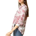 thumbnail image 5 of Allegra K Women's Boho Floral Print Long Sleeves Bow Tie V Neck Blouse Tops, 5 of 7