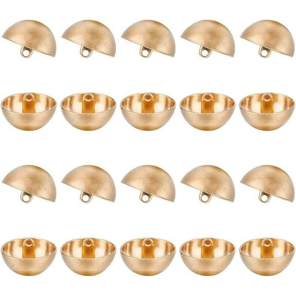 20Pcs 1-Hole Alloy Shank Buttons Half Round Shank Buttons Metal Sewing Buttons for Men Women Matte Light Gold Dome Shank Buttons Clothes Buttons for DIY Sewing Craft 2.5mm Hole