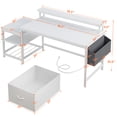 thumbnail image 3 of Exenoray 56.5" Computer Desk with Fabric File Drawers Cabinet, Reversible Home Office Desks with Power Outlets for Home Office, White, 3 of 8