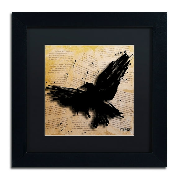 Trademark Fine Art "The Raven 2" Canvas Art by Roderick Stevens, Black Matte, Black Frame