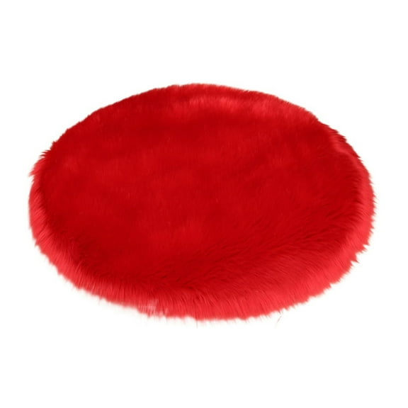 Soft Round Fur Area Rug Red Shaggy Rug Fluffy Rugs Plush Circle Floor Carpet Mat for Bedroom Living Room 2x2ft