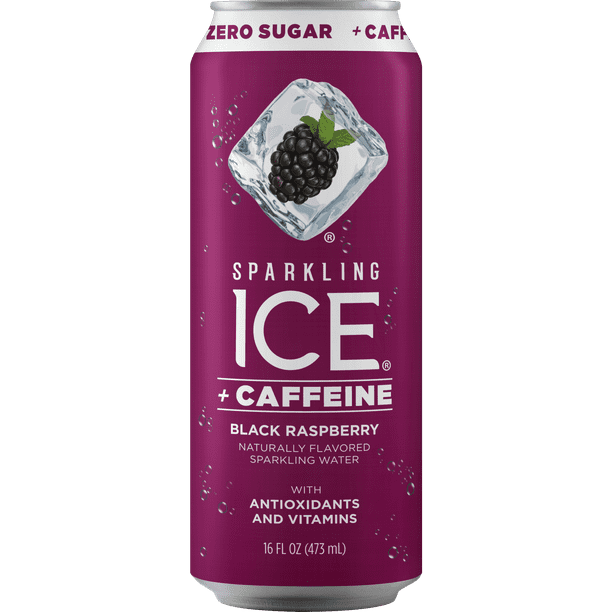 Sparkling Ice® + Caffeine Black Raspberry, 16 Fl Oz Can, 12 Count