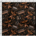 thumbnail image 4 of Soimoi Musical Instruments Print, Poly Taffeta Fabric, Decor Sewing Fabric by The Yard 56 Inch Wide, Decorative Fabric for Outdoor Upholstery, Umbrellas and Home Accents, Orange & Black, 4 of 5