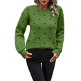 thumbnail image 5 of VISALY Pullover Crewneck Sweatshirt Graphic Sweatshirts Sweaters Fashion Casual Loose Contrast Sweater Long Sleeve Pullover Top Soft Sweaters Thick Sweatshirts Womens Oversized Sweatshirt Green L, 5 of 6