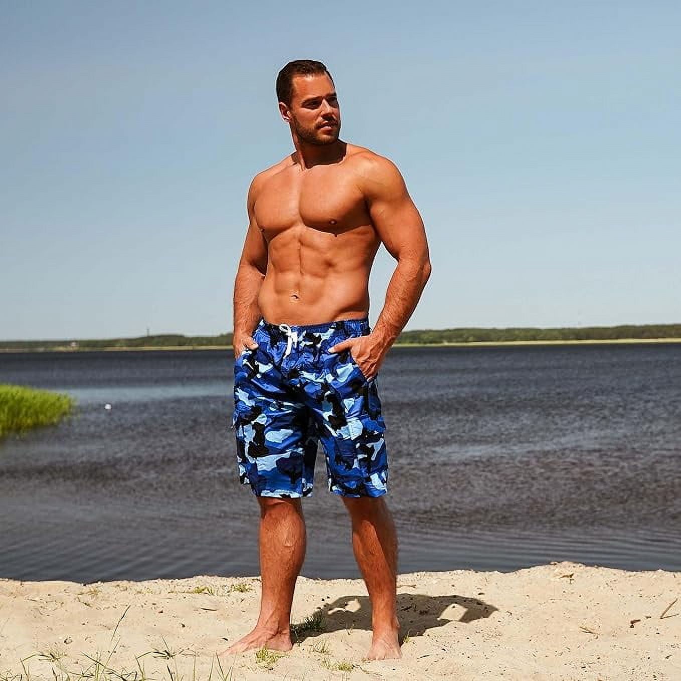 Norty Men's Quick-Dry Swim Trunks with Cargo Pockets photo 8