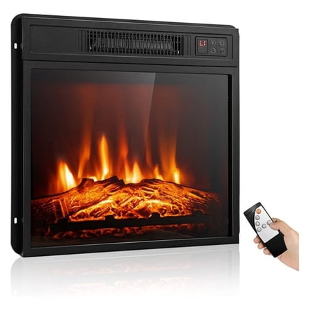 NBBNHH 18" Electric Fireplace Insert, Recessed Heater w/ Flame Effects & Timer