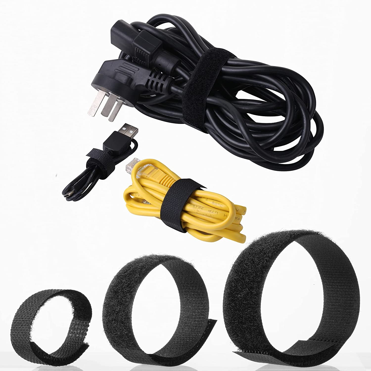 Bates- Cable Ties, 50 pcs (Black), Assorted Sizes, Cable Straps, Computer Cable Management, Cable Management, Ties for Cables, Cord Straps, Cable Organizers, Straps for Cables, Cord Ties