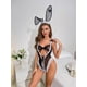 thumbnail image 4 of Body de Lencería Temático para Mujer con Diadema de Orejas de Conejo - Diseño de Encaje y Malla con Volantes, 4 of 7