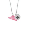 thumbnail image 2 of Delight Jewelry Acrylic 1.25" Pink Cheer Megaphone Silvertone Script Initial Disc - N - Charm Necklace, 20"+3", 2 of 4