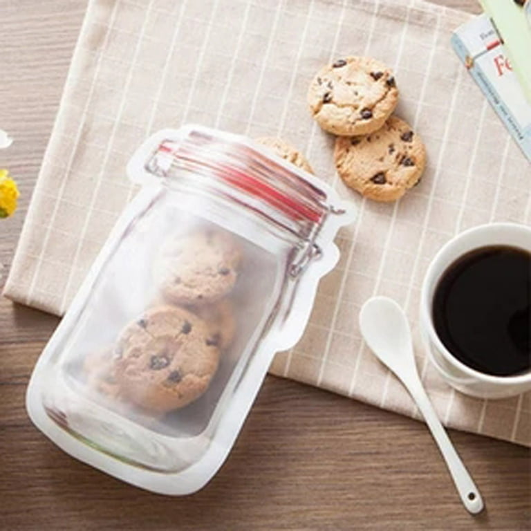 Verpetridure 10 Mixed Mason Jar Ziplock Bags Portable Sealed Transparent Food Storage Bags Size One size White