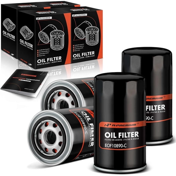 A-Premium 4-PC 10K Miles Protection Spin On Oil Filter Compatible with Ford F-250 Super Duty 2011-2023 F-350 Super Duty 2011-2023 F-450 Super Duty 2011-2023 F-550 Super Duty 2011-2023 F-650 F-750