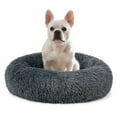 thumbnail image 5 of PetAmi Calming Dog Bed for Small Medium Dog Cat, Round Donut Dog Bed Washable, Fluffy Faux Fur Plush Cuddler Pet Kitten Cushion Bed, Anti-Slip, Fits up to 25 lbs, 23 inch, Dark Gray, 5 of 9