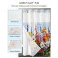 thumbnail image 2 of No Hook Cloth Fabric Shower Curtain with Snap in Liner, Vintage Wildflowers Waterproof Shower Curtains Set with See Through Top Window, Rustic Oil Painted Abstract Botanical Bath Curtains 48"x72", 2 of 6