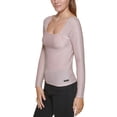 thumbnail image 2 of Calvin Klein Womens Square-Neck Shimmer Top, Enchant/Silver, Small, 2 of 3
